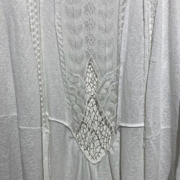 Torrid Women's White Embroidered Lace Mesh Open Front 3/4 Sleeve Cardigan Size 1 - Picture 3 of 7